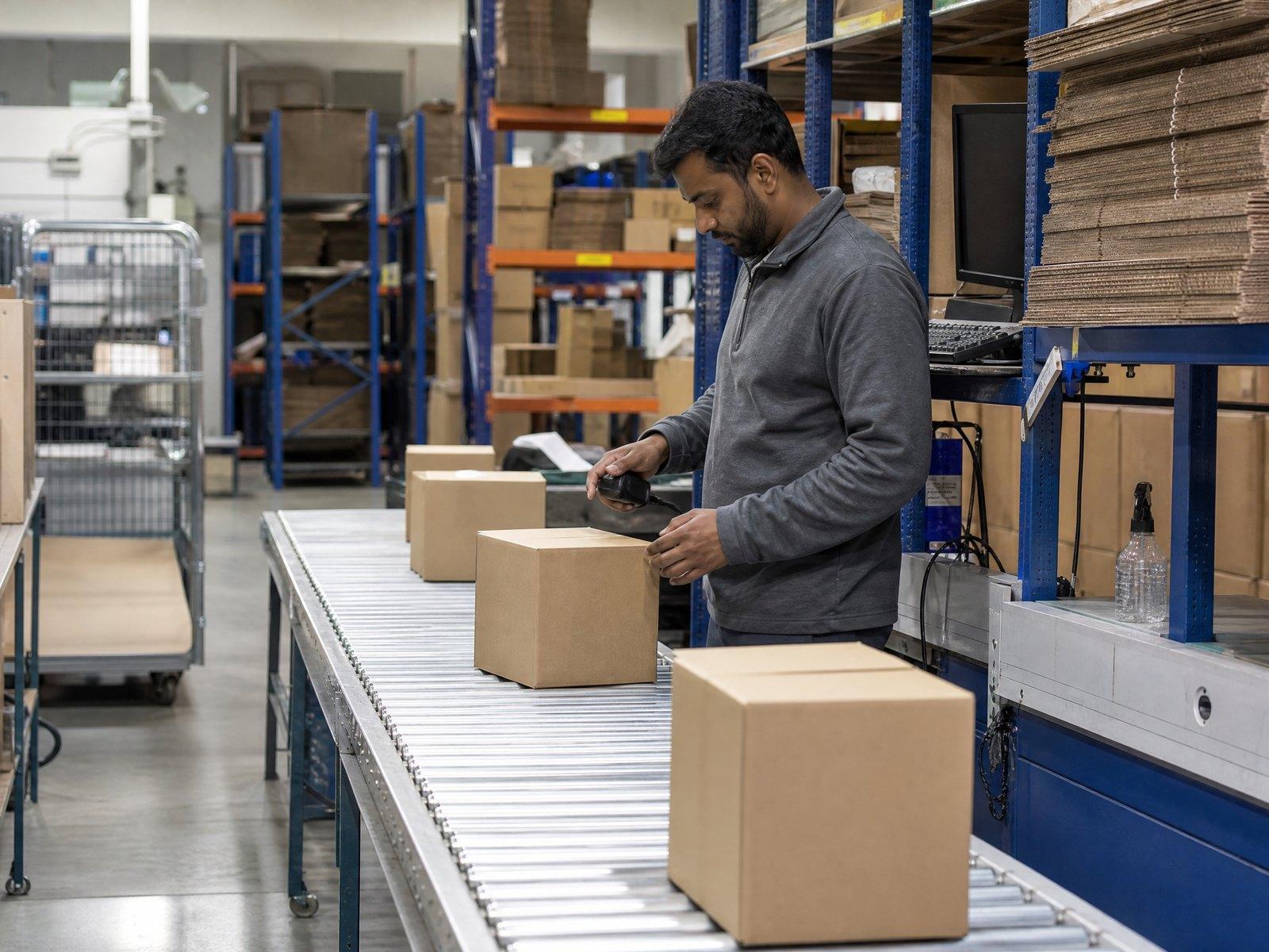 Scanning boxes in a fulfilment centre